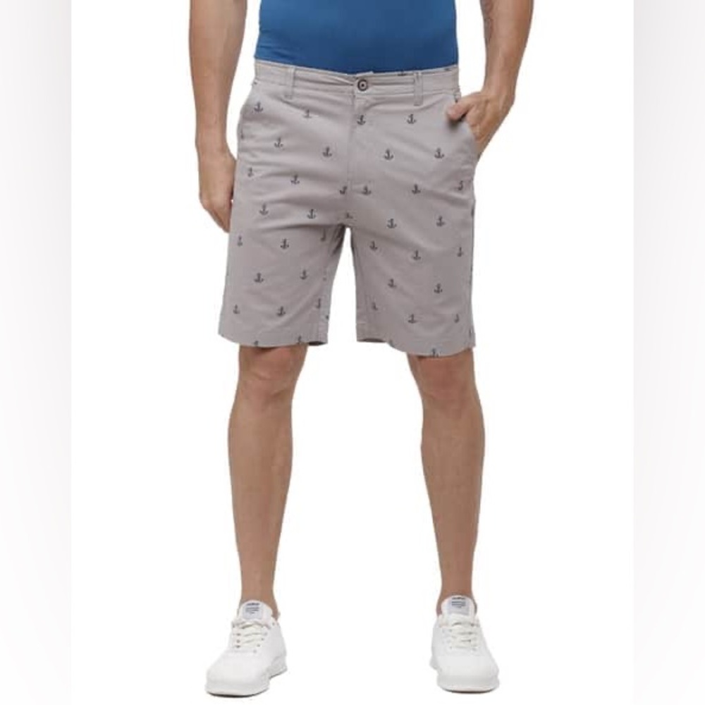 NWT HUDSON & BARROW Flat Front nautical anchor chino City Shorts men’s size 38